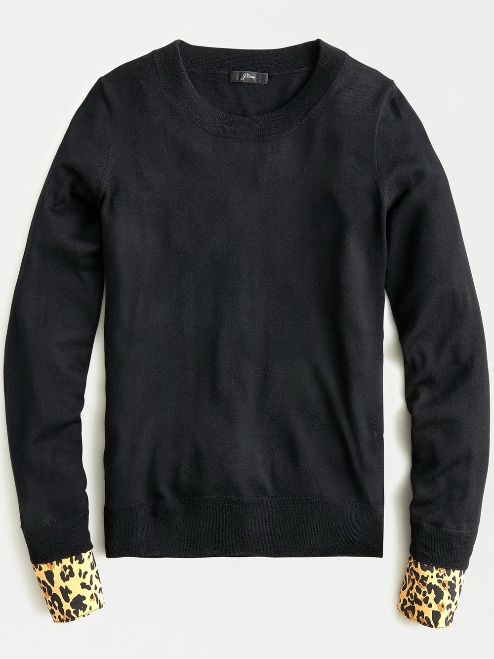 Tippi sweater with leopard-print cuffs in Re-Imagined Wool
